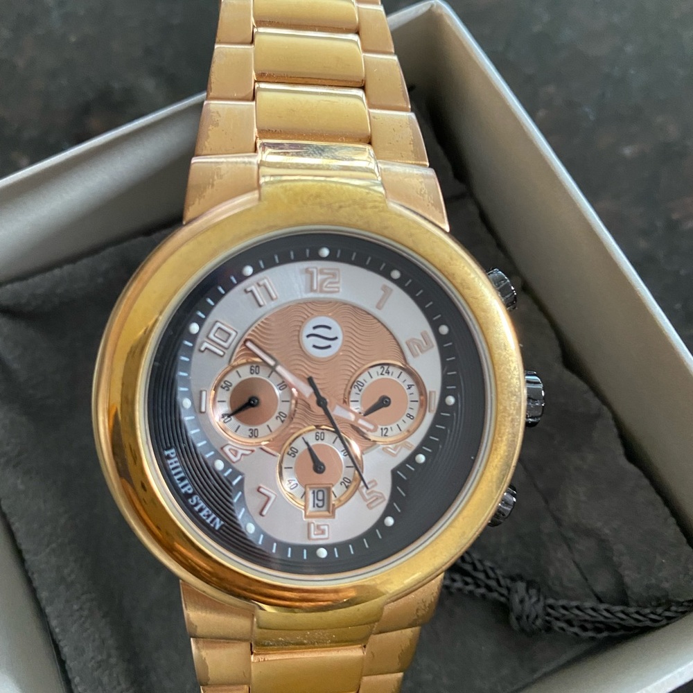 Philip Stein Active Rose Gold-Tone 45mm Watch; In new like condition.